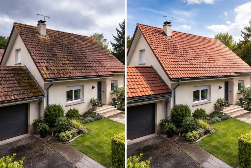 entreprise nettoyage toiture avant après intervention -dtp renovation