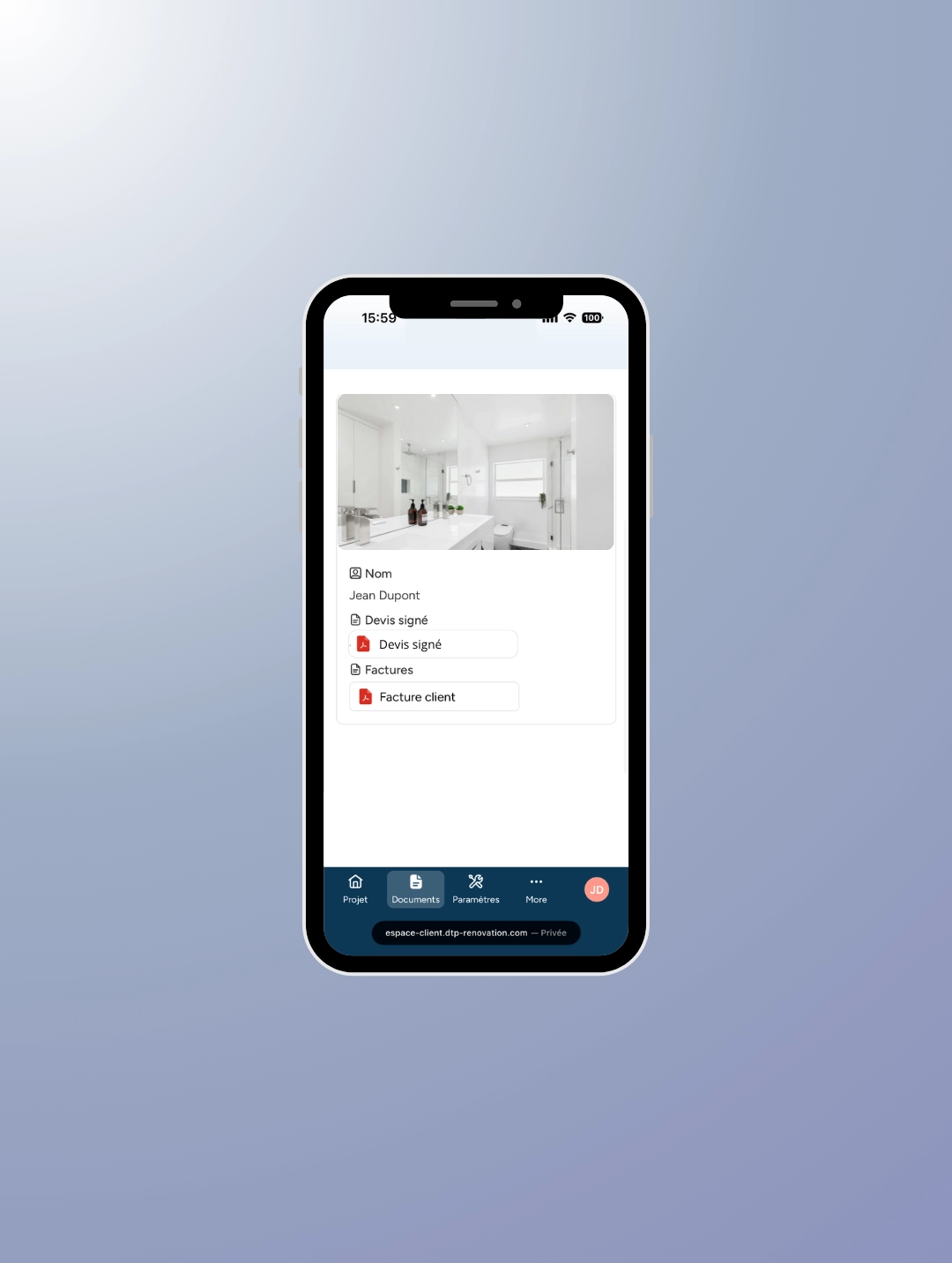 Portail client documents personnels travaux