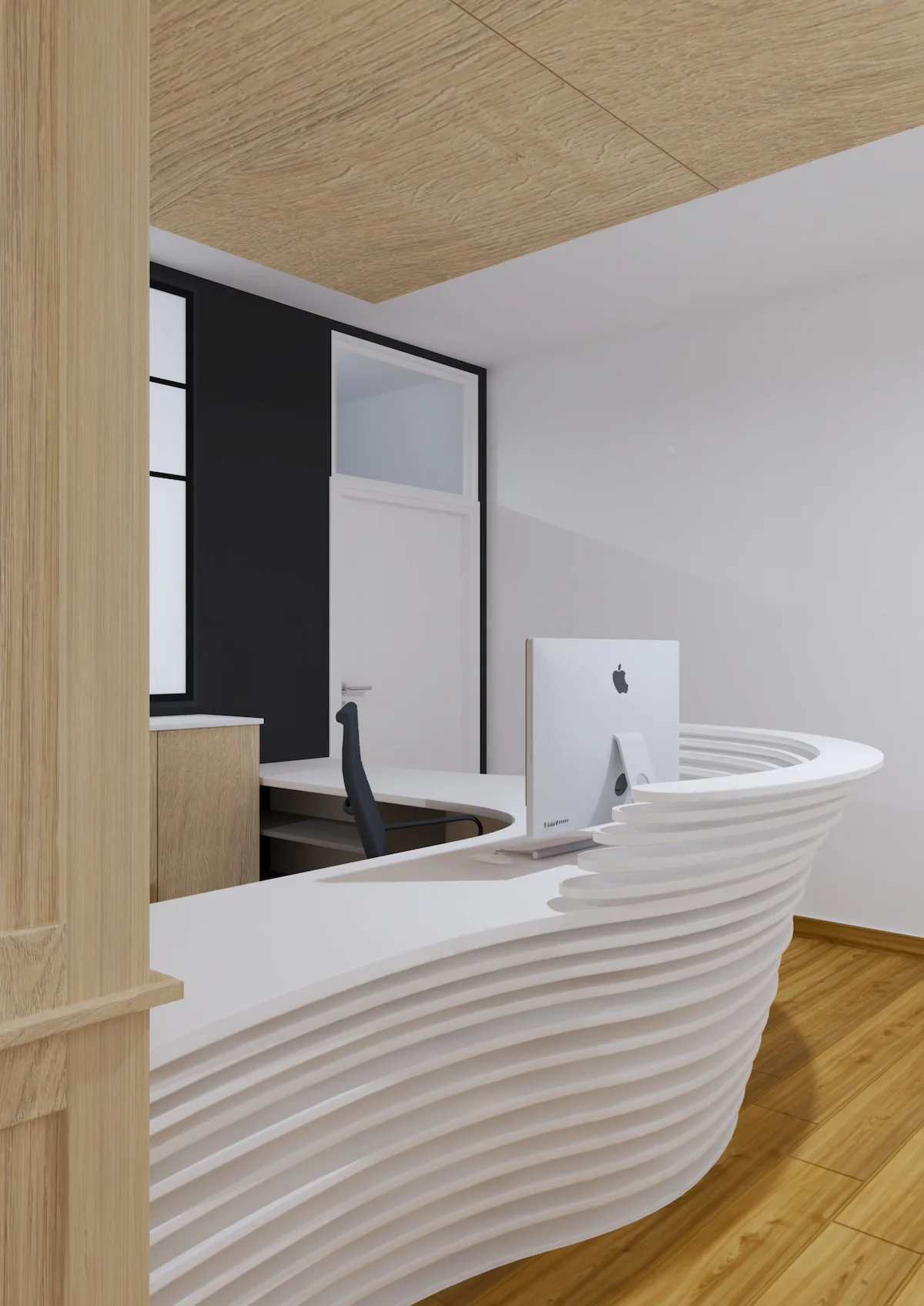 Rénovation de bureaux 80m2 comptoir 3D