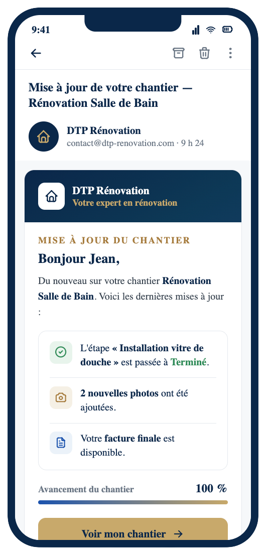 Application portail client DTP Rénovation — vue d'ensemble du projet